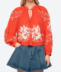 Sea - Serafina Embroidery Long Sleeve Blouse