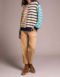 Tribal - Stripe Lightweight Crewneck Sweater