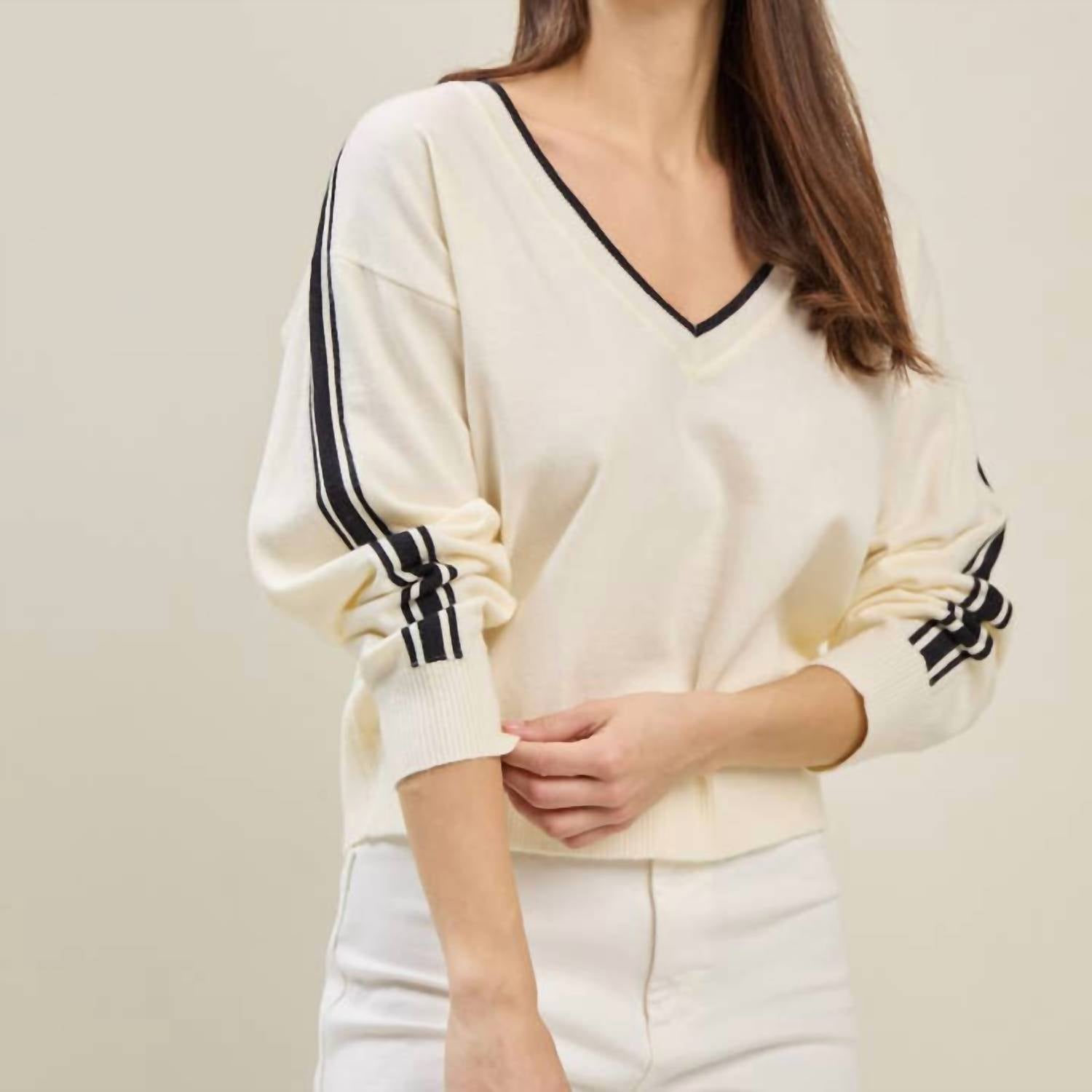Able - V-neck Side Striped Sweater