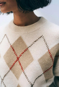 White + Warren - Cashmere Argyle Crew Sweater