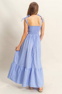 Hyfve - Smocked Bodice With Tie Straps Striped Dress