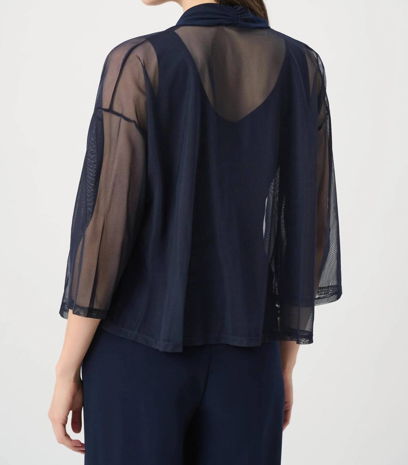 Joseph Ribkoff - Open Front 3/4 Sleeves Mesh Cover-up Jacket
