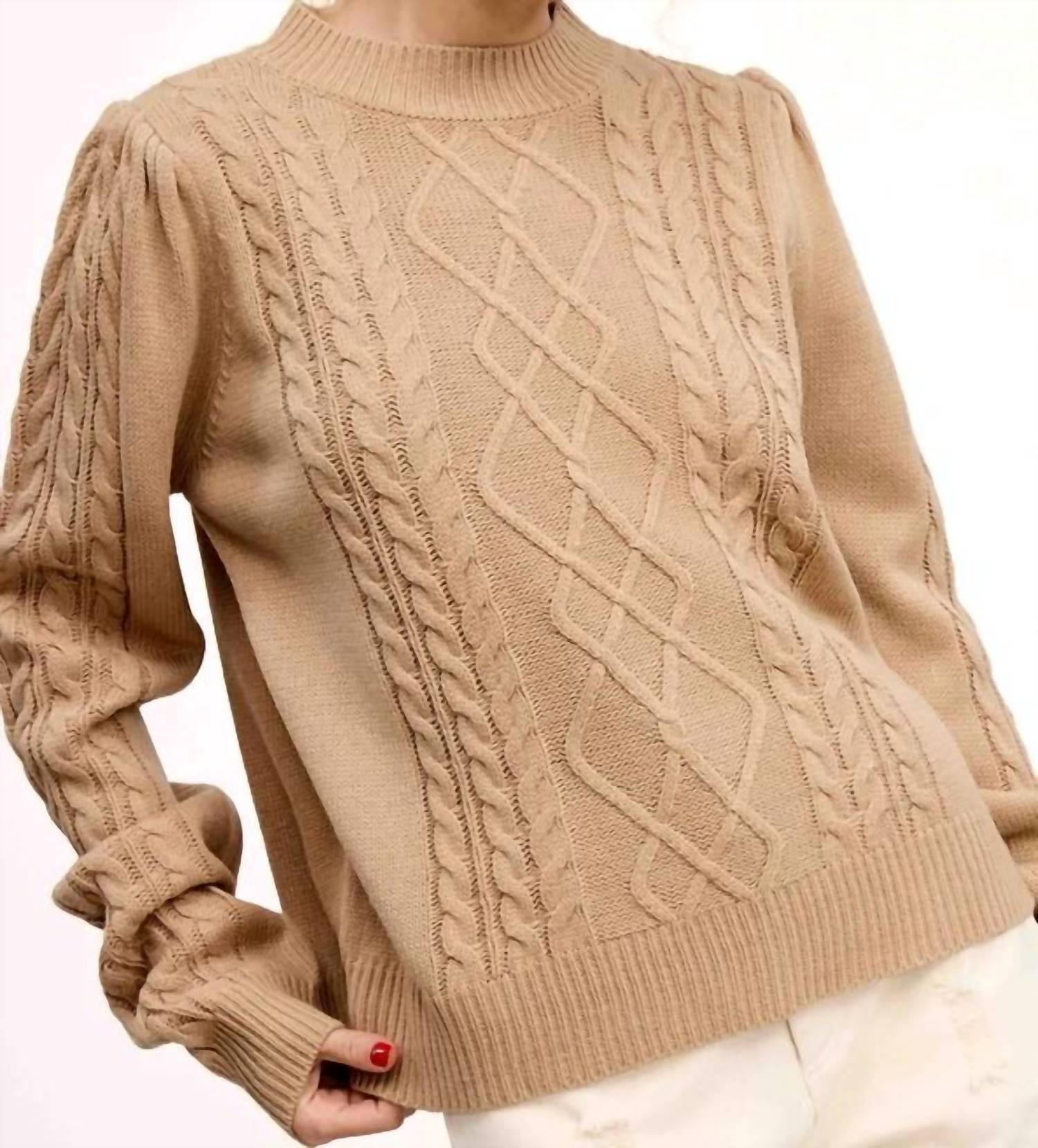 La Miel - Super Soft Ribbed Crew Neck Cable Knit Sweater