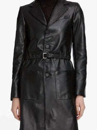 Frame - THE LONG LEATHER BELTED JACKET