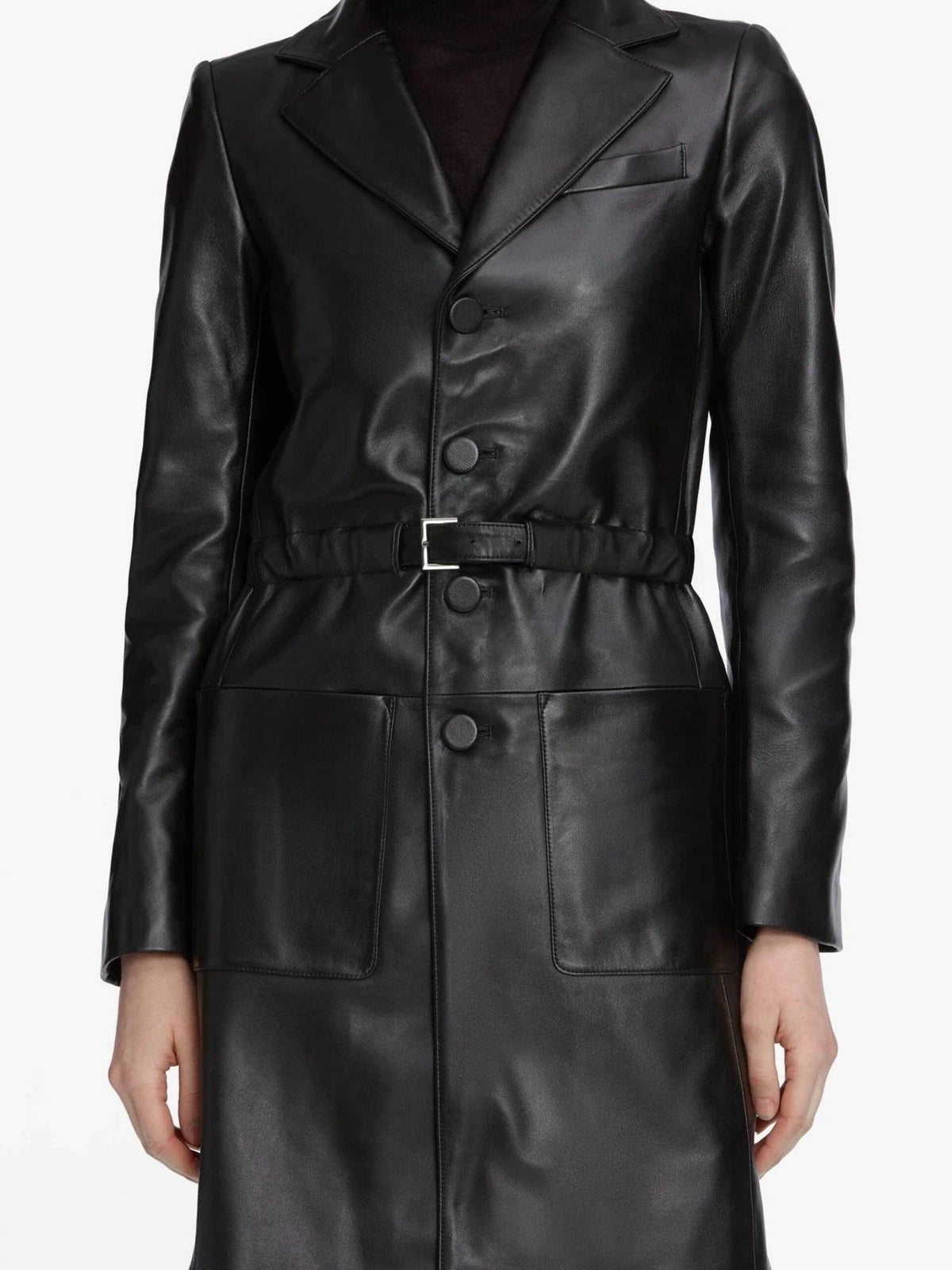 Frame - THE LONG LEATHER BELTED JACKET