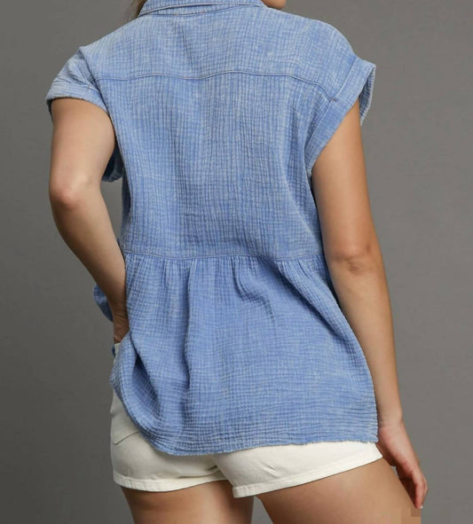 Umgee - Mid Button Baby Doll Collared Top
