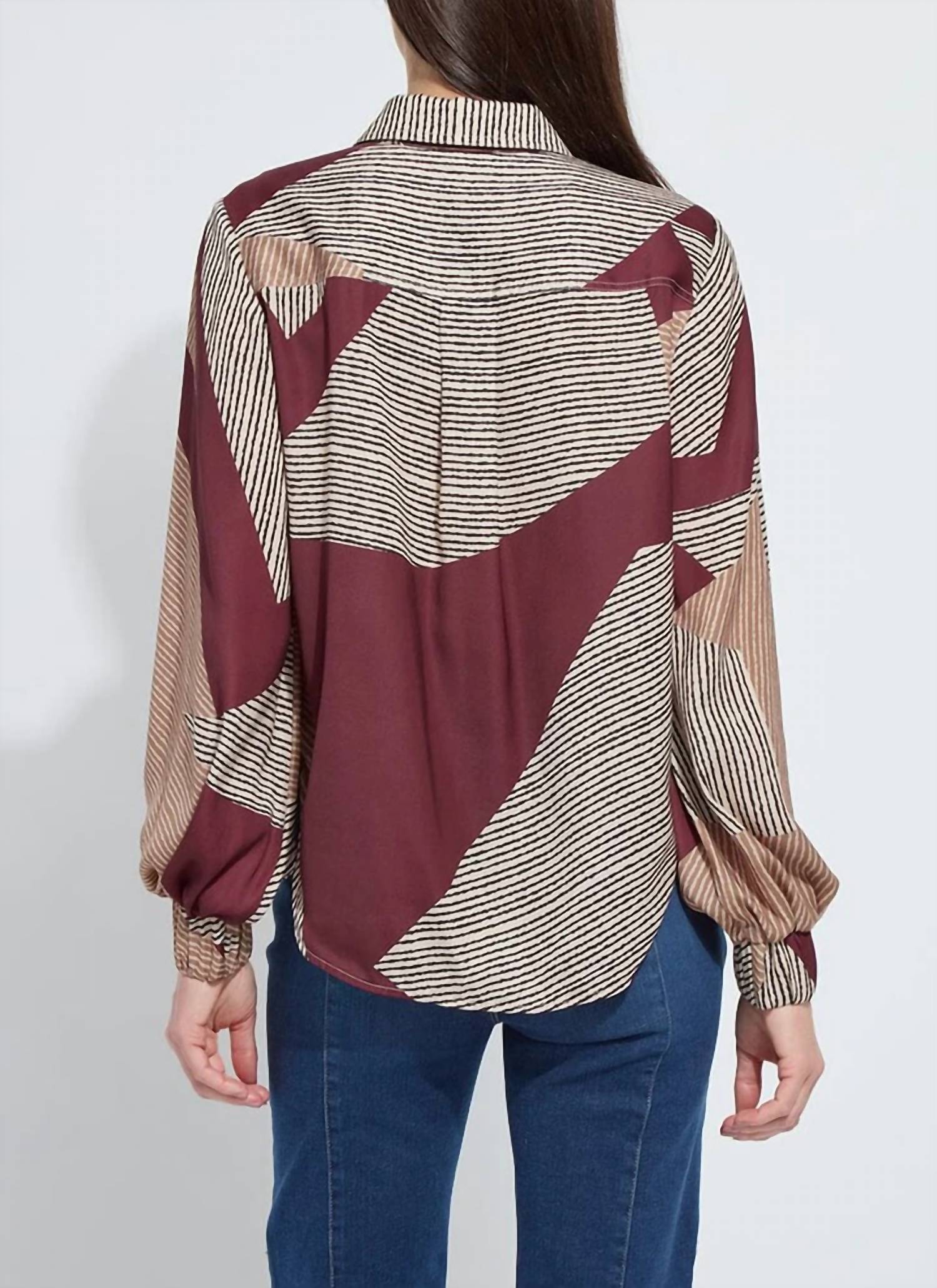 Lysse Anish Elastic Cuff Shirt Blouse in robust - women's shirt - detail view