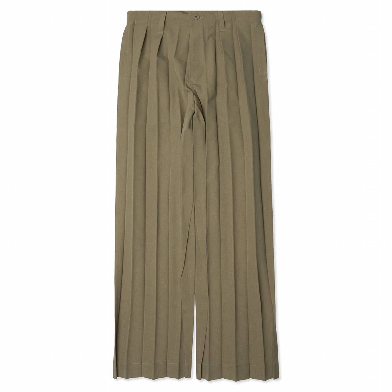 Issey Miyake Men's Edge Ensemble Trouser in khaki - men's pants