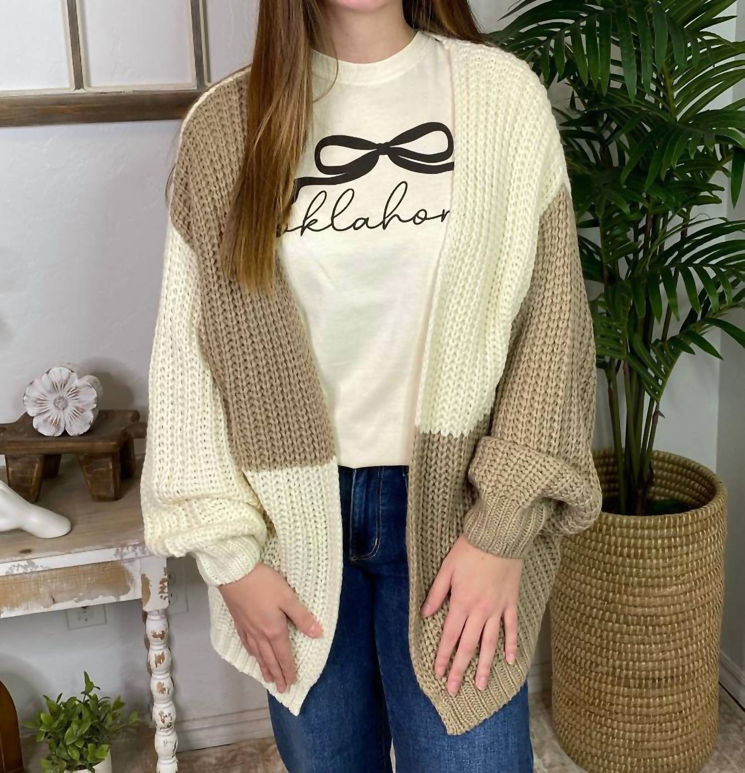 ee:some Mousse Open Cardigan in mocha - women's cardigan