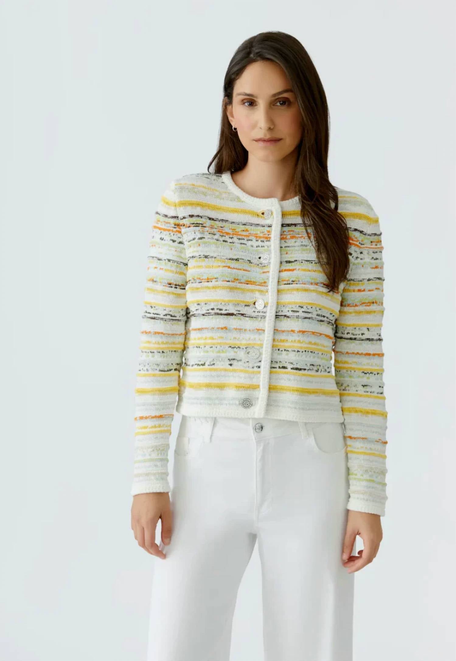 Oui - Striped Knit Cardigan