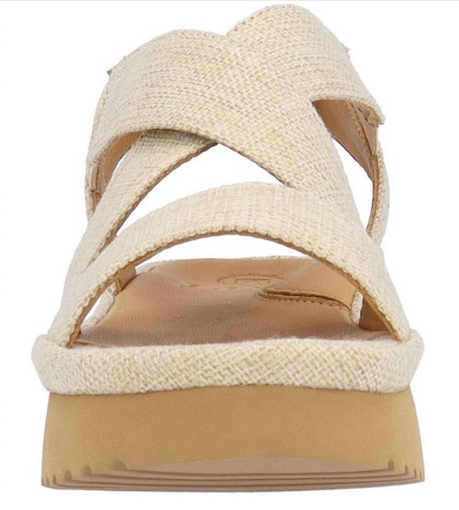L'amour Des Pieds Women's Aizling Platform Wedge Slip On Sandals in natural linen - women's sandal - view 4