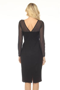 Joseph Ribkoff Studded Mesh Yoke Sheath Dress in black - women's dress - alternate view