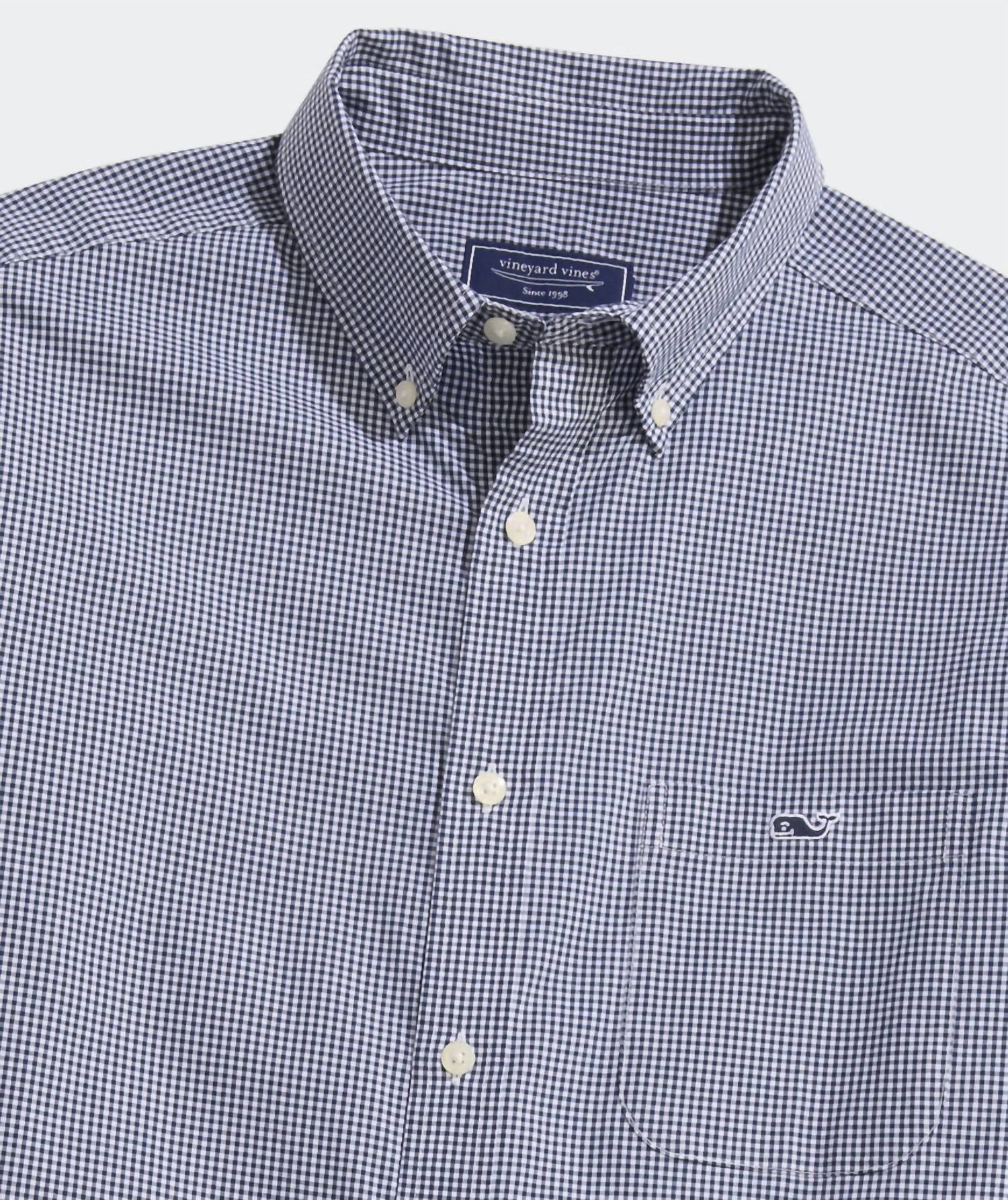 vineyard vines Anegada Gingham Perfect Wash Shirt in blue blazer - men's shirt - alternate view