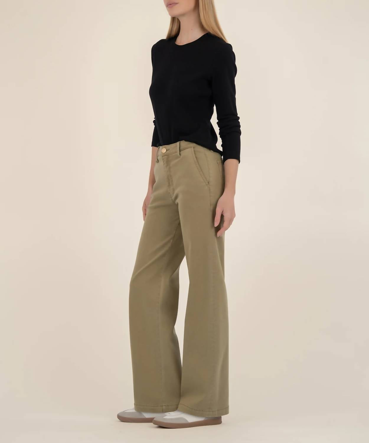 KUT FROM THE KLOTH Miller High Rise Straight Leg Pants in palm leaf - women's pants - alternate view