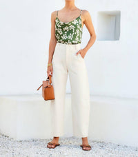 Fifteen Twenty Stevie Barrel Leg Ankle Pant in cream - women's jeans