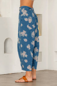 Sew In Love - Relaxed Fit Floral Denim Wide Leg Pants