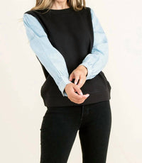 Thml - Knit Denim Sleeve Top