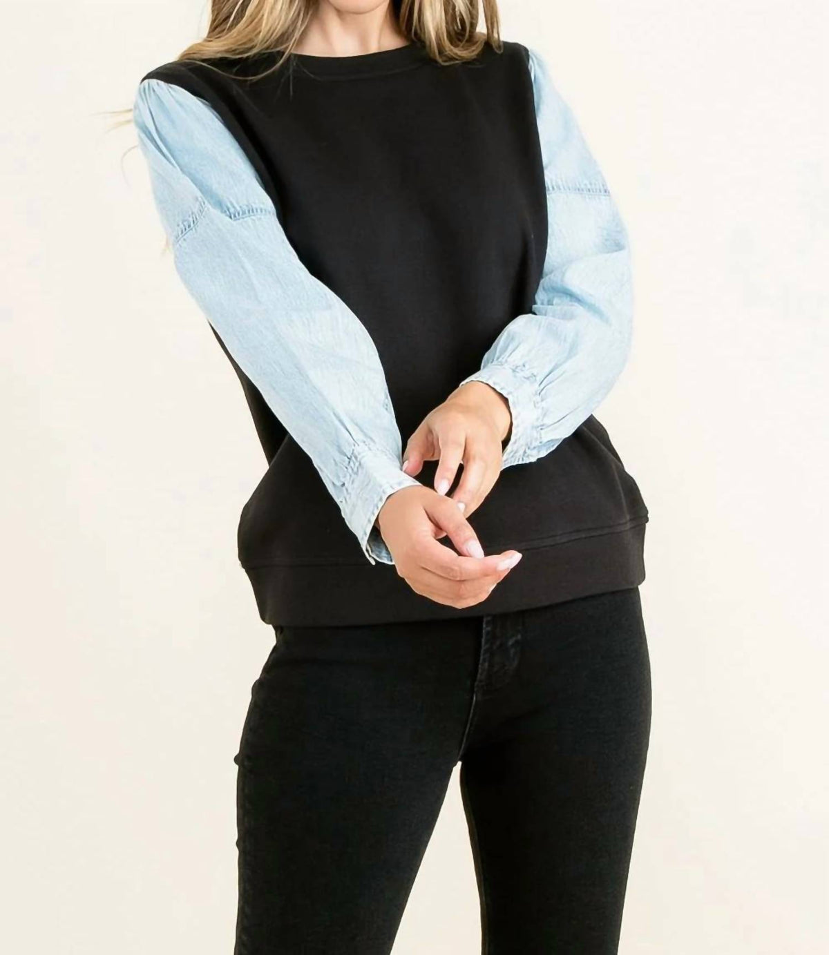 Thml - Knit Denim Sleeve Top