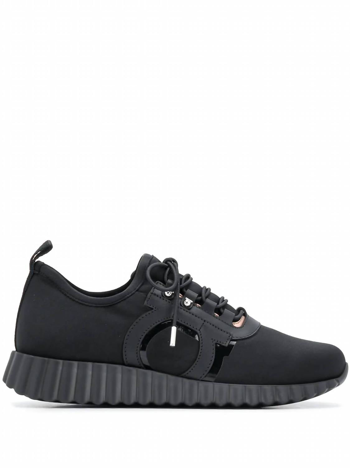 Salvatore Ferragamo Women's Gancini Low Top Sneakers in black 2 - women's sneaker