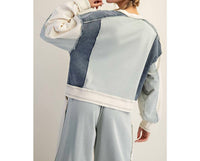 Style Usa - Frayed Color Block Long Sleeve Pullover