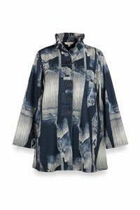 Damee - Women's Abstract Patch Button Coat