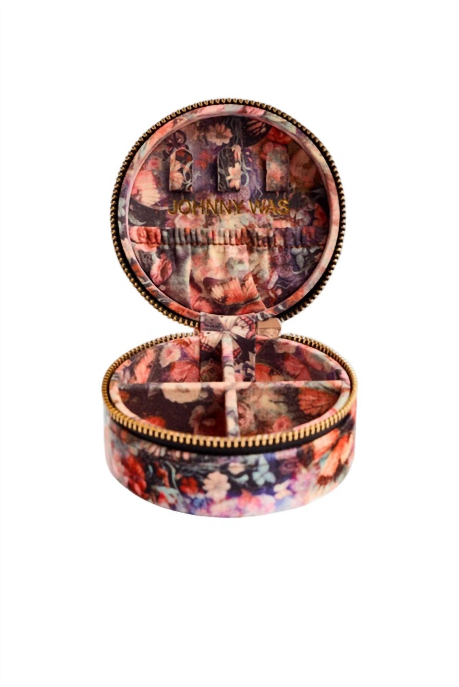 Johnny Was Teyros Velvet Jewelry Box in multi brown - item - detail view