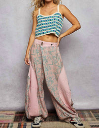Pol - Contrast Panel On Side Waist Button Detail Pants