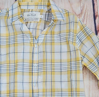 Aventura Women's Plumas Shirt Top in yellow - women's long sleeve top - detail view