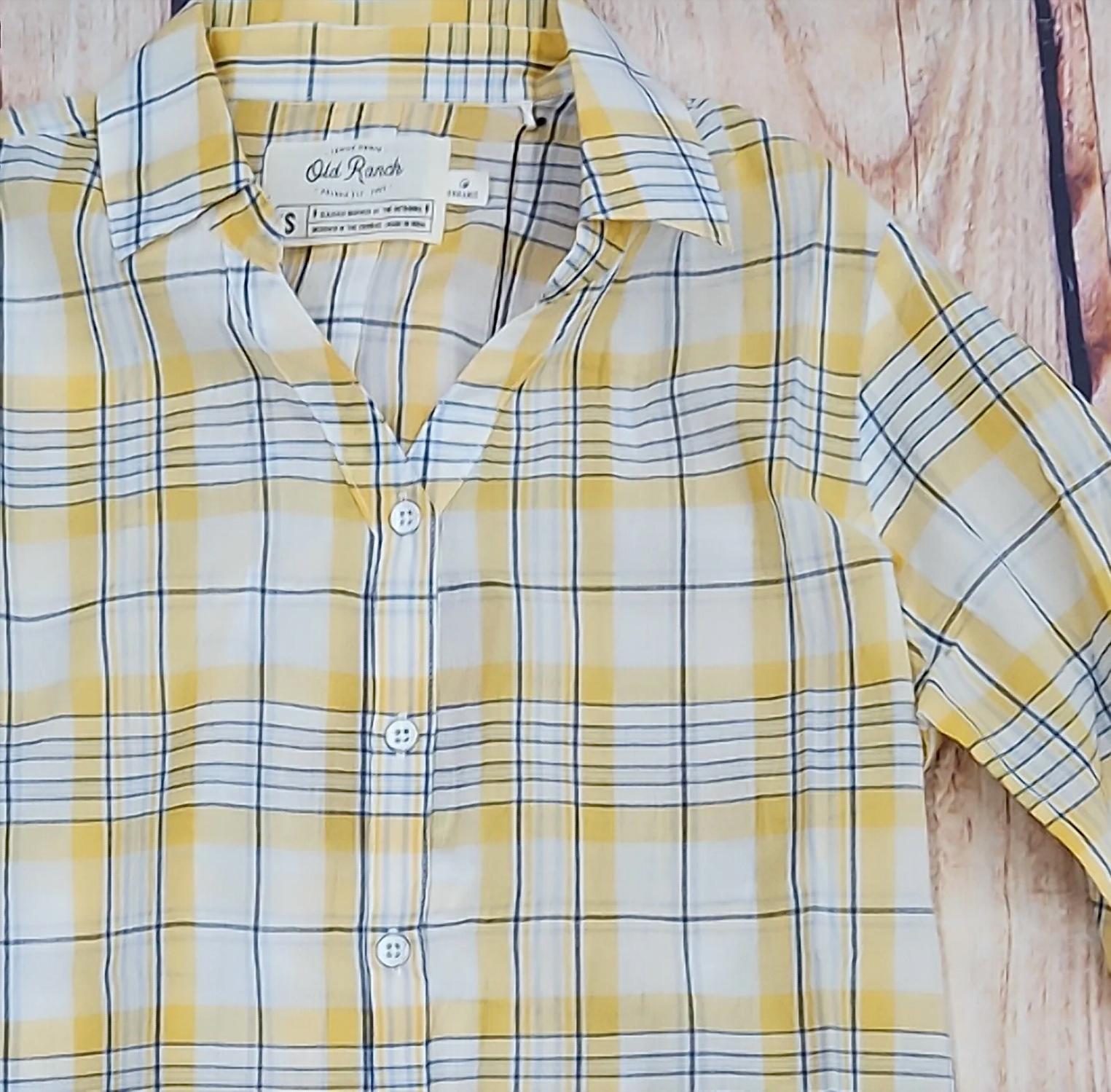 Aventura Women's Plumas Shirt Top in yellow - women's long sleeve top - detail view