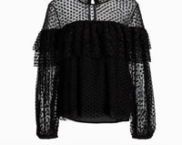 Ba&Sh - Mesh Raff Swiss Dot Ruffle Blouse