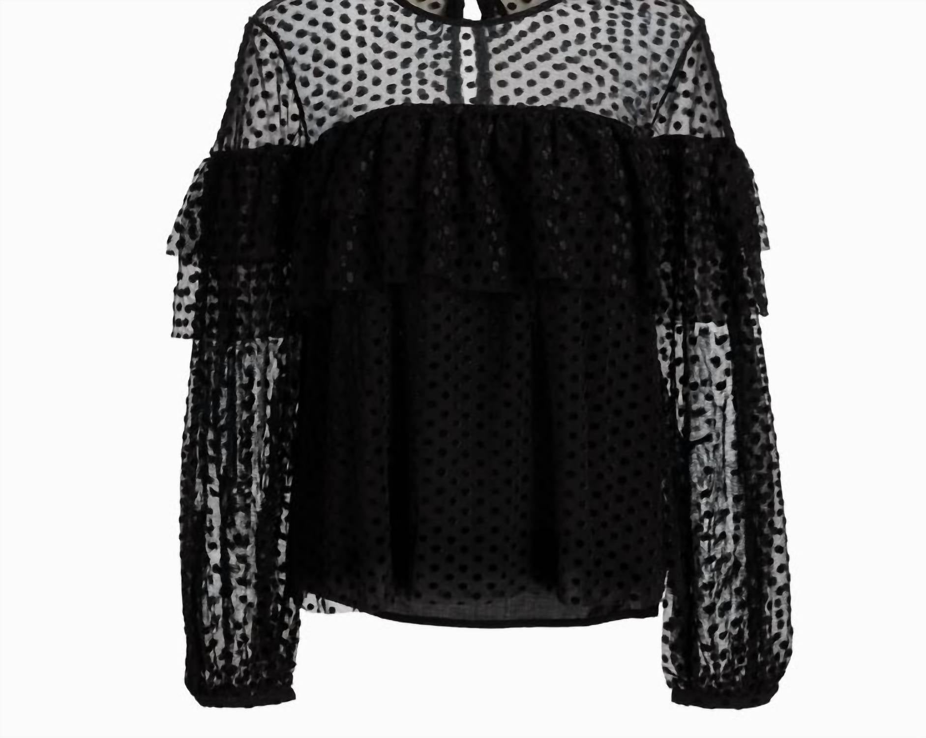 Ba&Sh - Mesh Raff Swiss Dot Ruffle Blouse