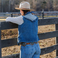 TASHA POLIZZI Jeni Denim Vest in washed blue - women's jacket - detail view