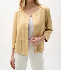 Joseph Ribkoff - Studded Open Front Boxy Faux Suede Jacket