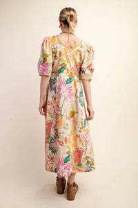 Gigio - Contrast Binding Printed Midi Dress