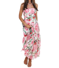 One & Only - Women's Afternoon Garden Stroll Strapless Maxi Dress