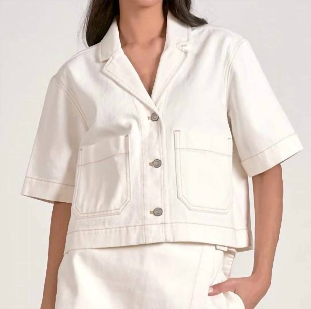 Elan - Short Sleeve Denim Top