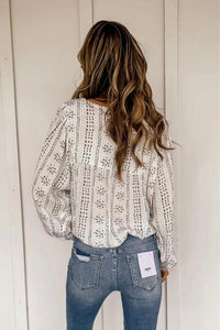 Lovesoft - Long Sleeve Embroidered Print Blouse
