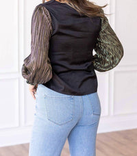 Southern Grace - Glamour Gaze Top With Shimmer Sleeves