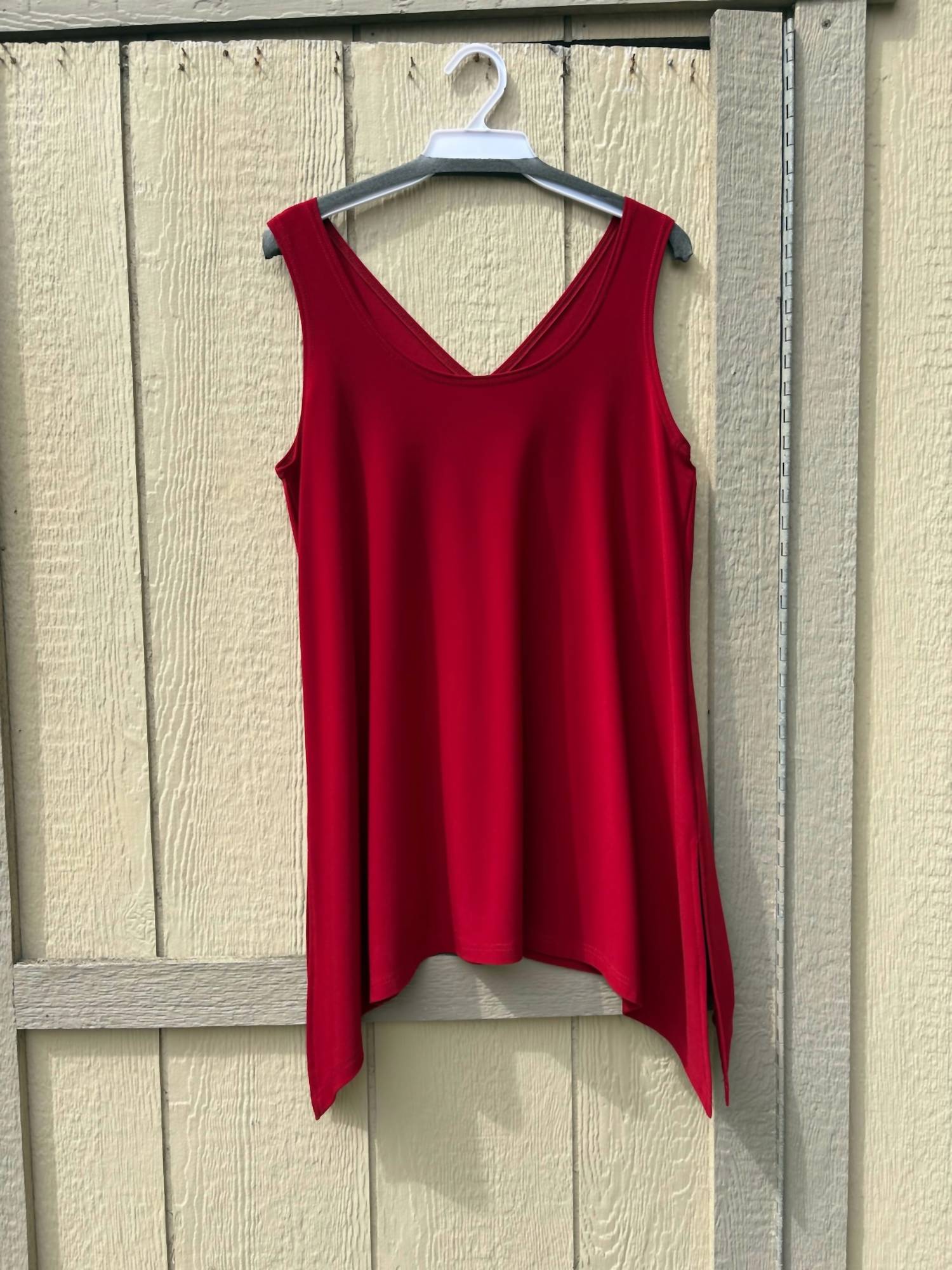 Sympli Women's Sleeveless Mimic Top in red - women's shirt