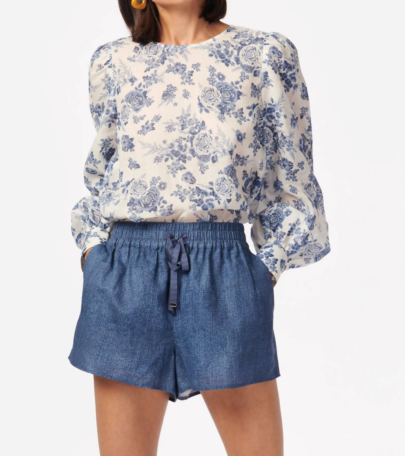 Cami NYC Jillian Linen Short in raw demin - women's shorts - alternate view