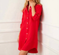 Karen Kane - Rio Roll Tab Linen Dress