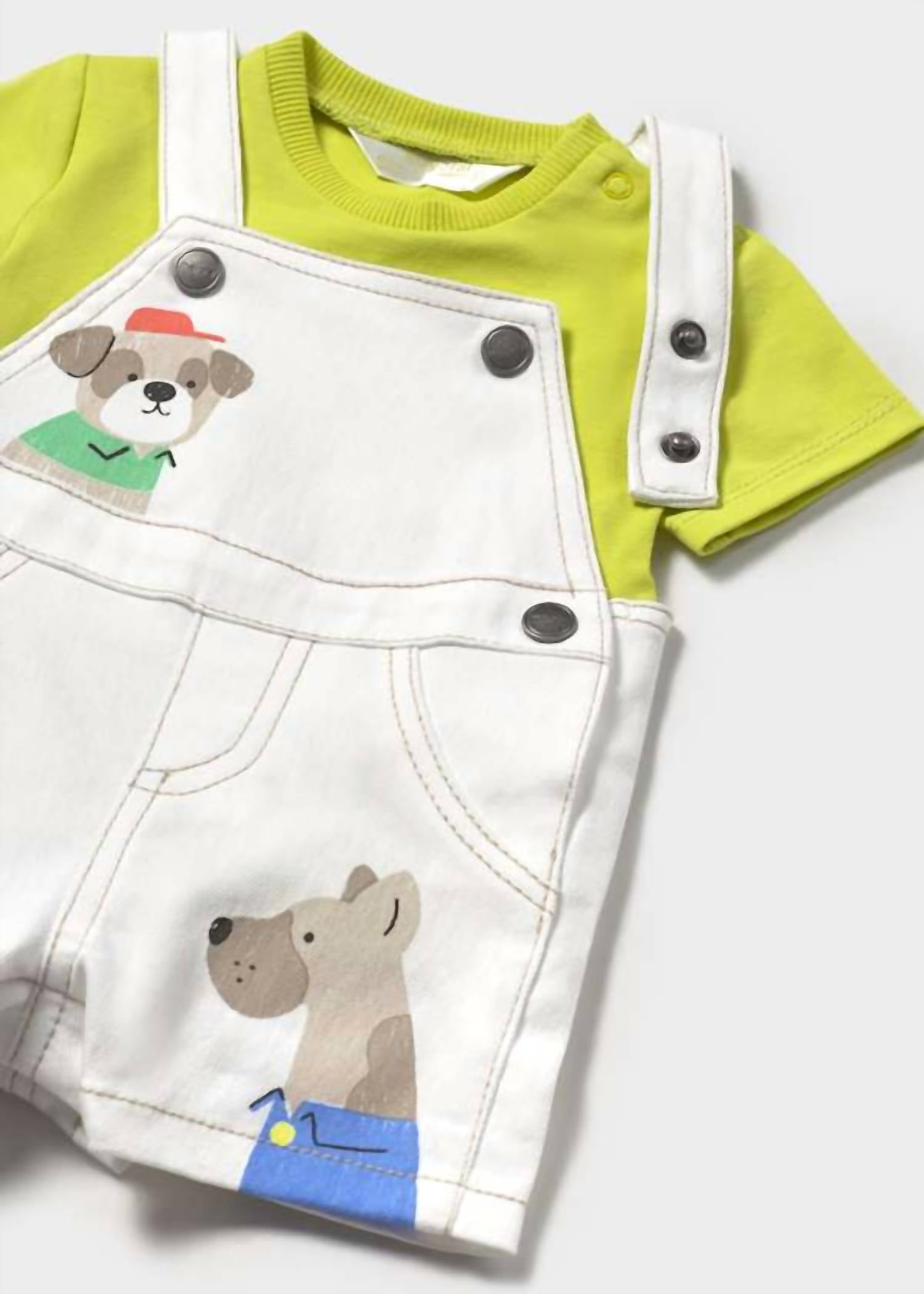 Mayoral - Boy's Dungaree Romper And T Shirt Set
