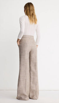 Smythe High Rise Wide Leg Pant in taupe tweed - women's pants - alternate view