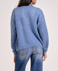 ELAN Sofia Sweater Cardigan in blue - women's cardigan - detail view