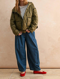 MIOU MUSE Quilted Puffer Jacket in olive - women's jacket