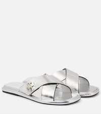 Tory Burch - Women's T Lock Metallic Leather Slide Sandal