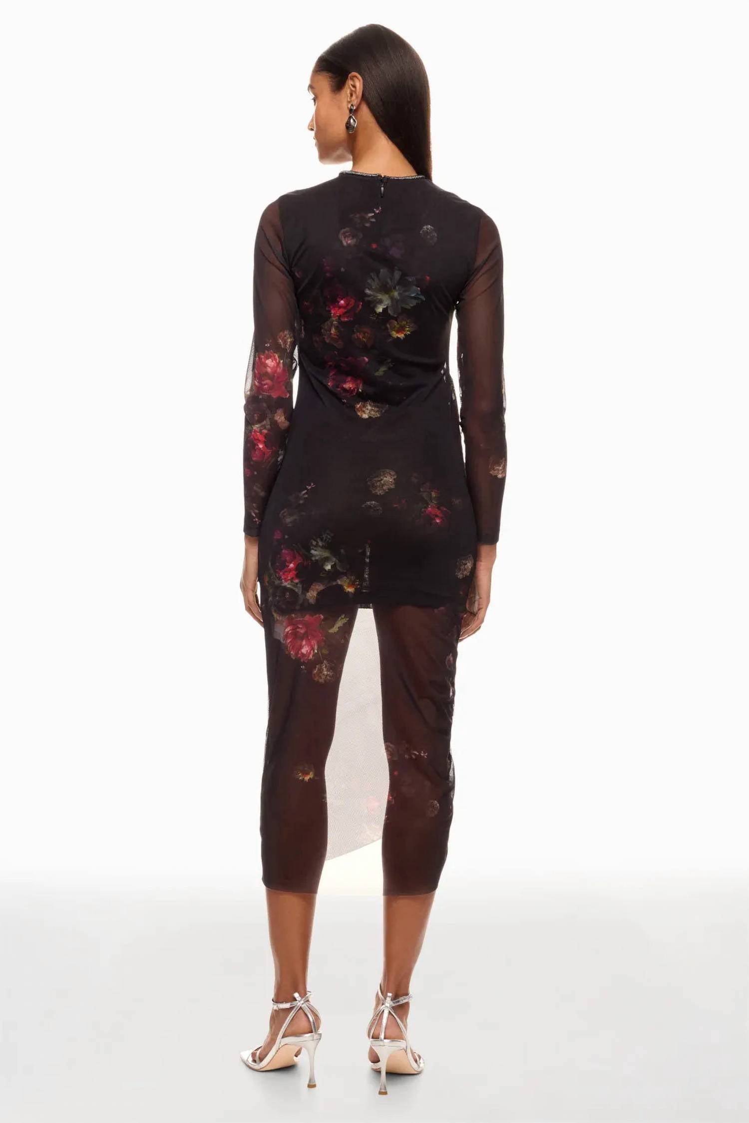 Allsaints - Nora Floral Sparkle Mesh Dress