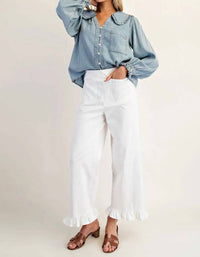 Ee:Some - The Willow Straight Leg Ruffled Hem Pants