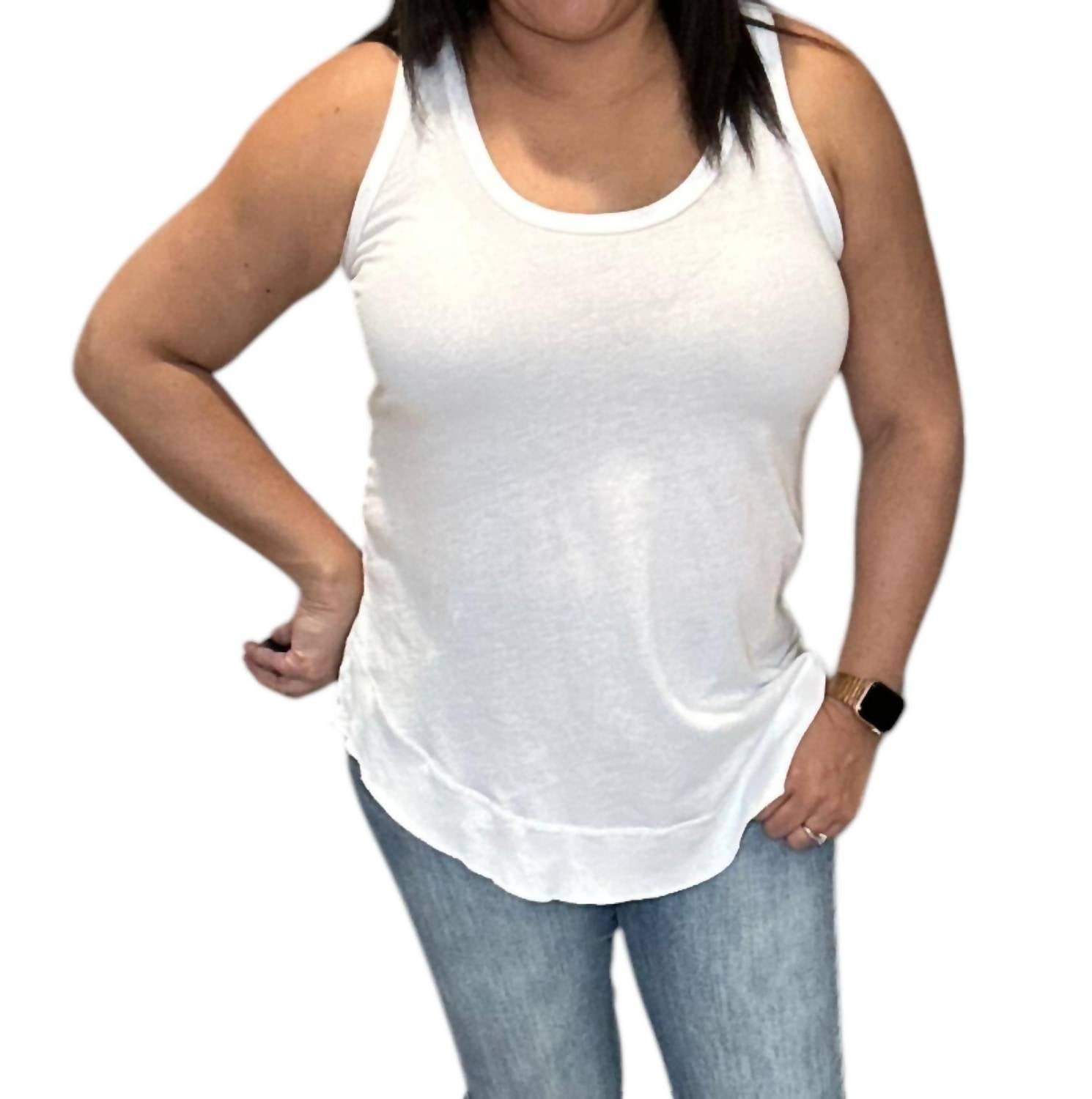 Bobi - Ribbed Curved Hem Tank Top