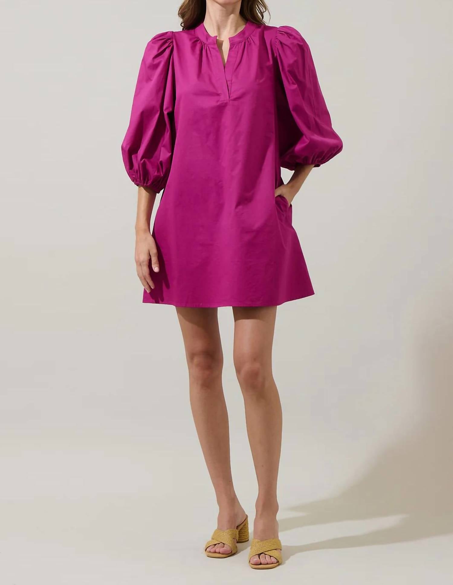 Sugarlips - Victoria Shift Split Neck Mini Dress